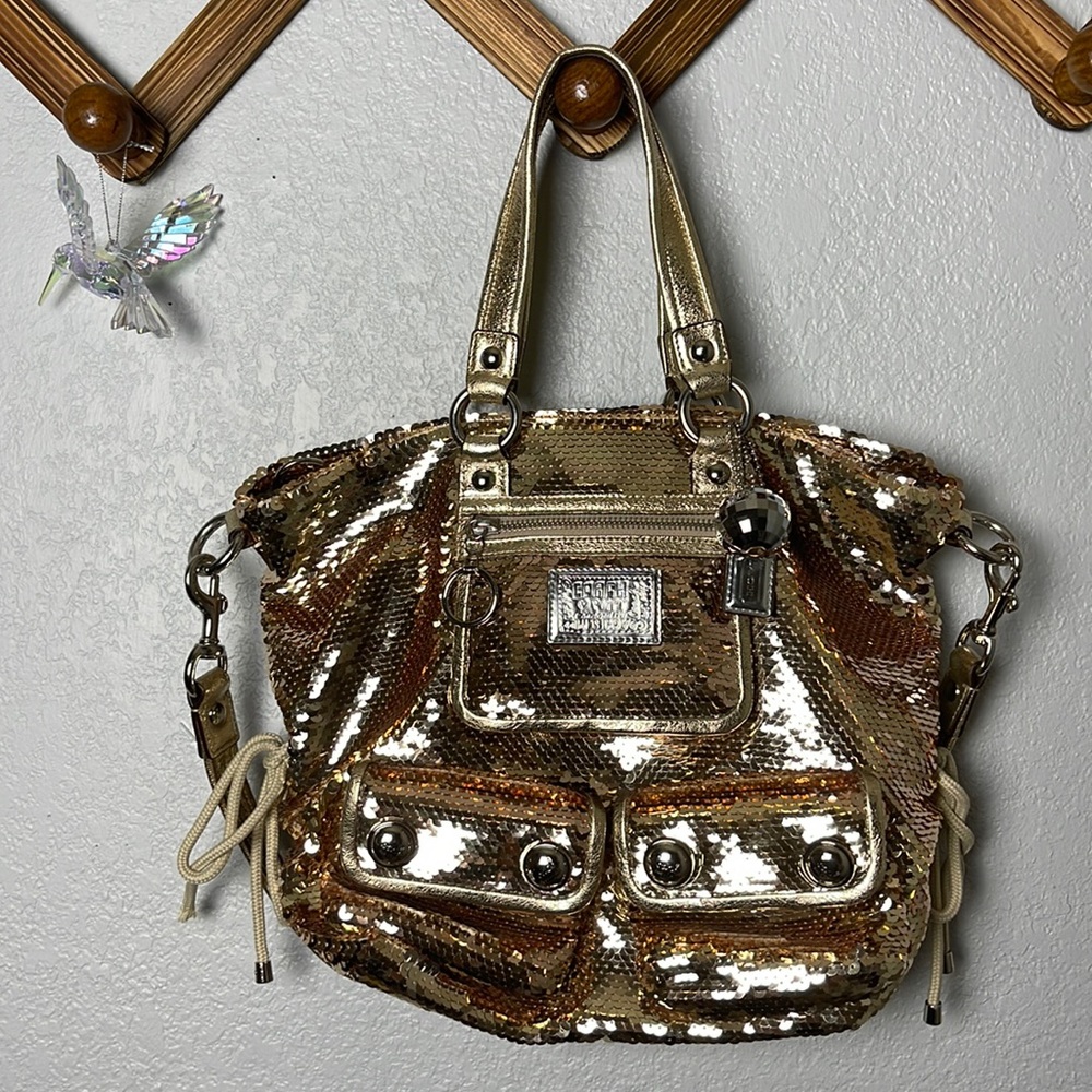 Y2K Rare Coach sequin poppy gold sequin purse